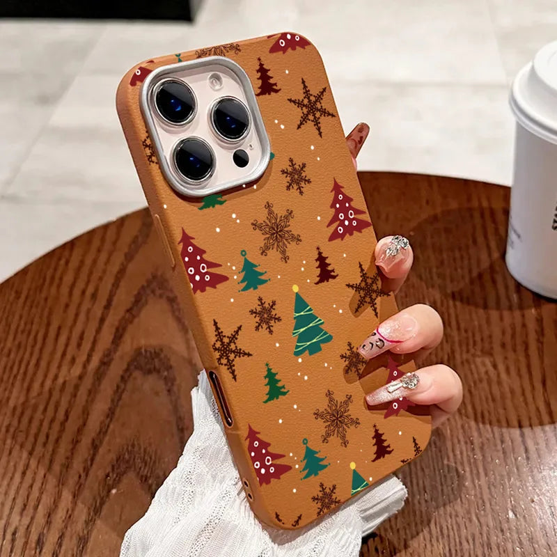 Christmas Tree Graphic Phone Case For iPhone 17 16 15 14 13 12 11 Pro Max X XR XS SE2 8 7 Plus Pro Air Matte Leather Back Cover