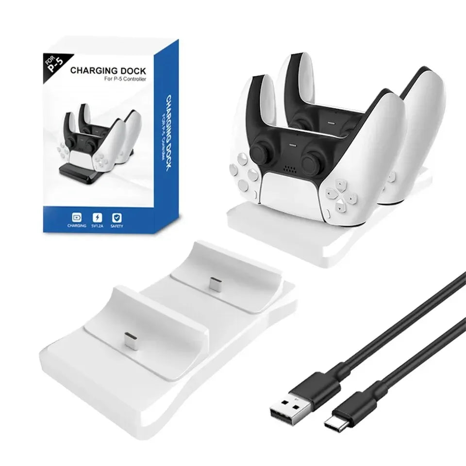 GAMINJA Dual Controller Charging Stand for Playstation 5 Controller Charger Station PS5 with Fast Charging AC Adapter 5V 1.2A