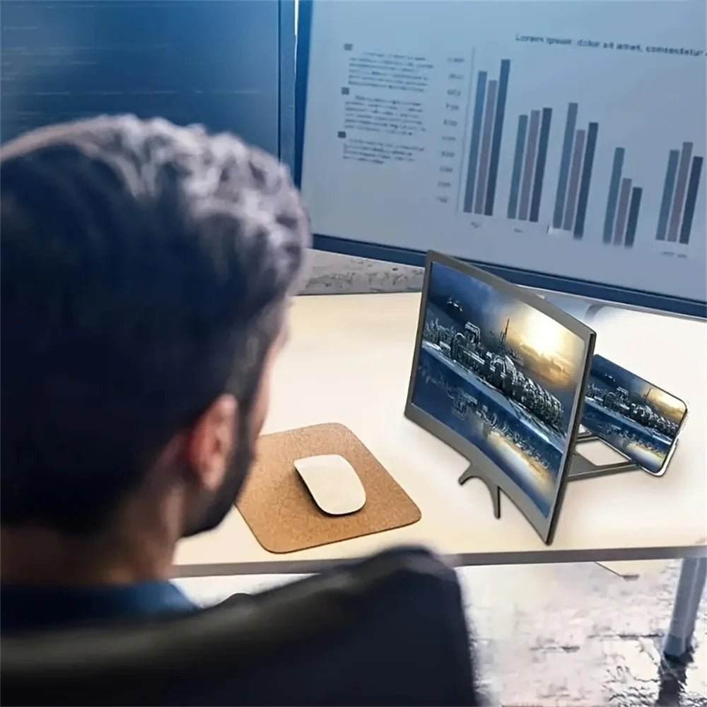 12 Inch/Phone Screen 3D HD Magnifier Movie Video Amplifier Holder Enlarger Screen Smart Phone Magnifying Curved Screen