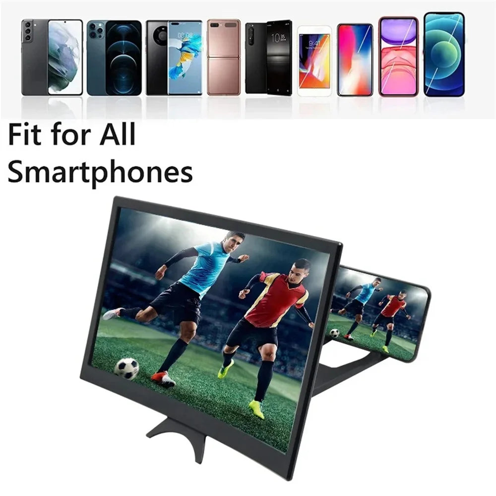 12 Inch/Phone Screen 3D HD Magnifier Movie Video Amplifier Holder Enlarger Screen Smart Phone Magnifying Curved Screen
