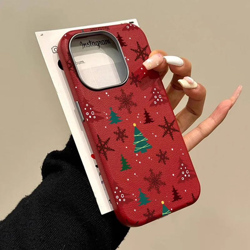 Christmas Tree Graphic Phone Case For iPhone 17 16 15 14 13 12 11 Pro Max X XR XS SE2 8 7 Plus Pro Air Matte Leather Back Cover
