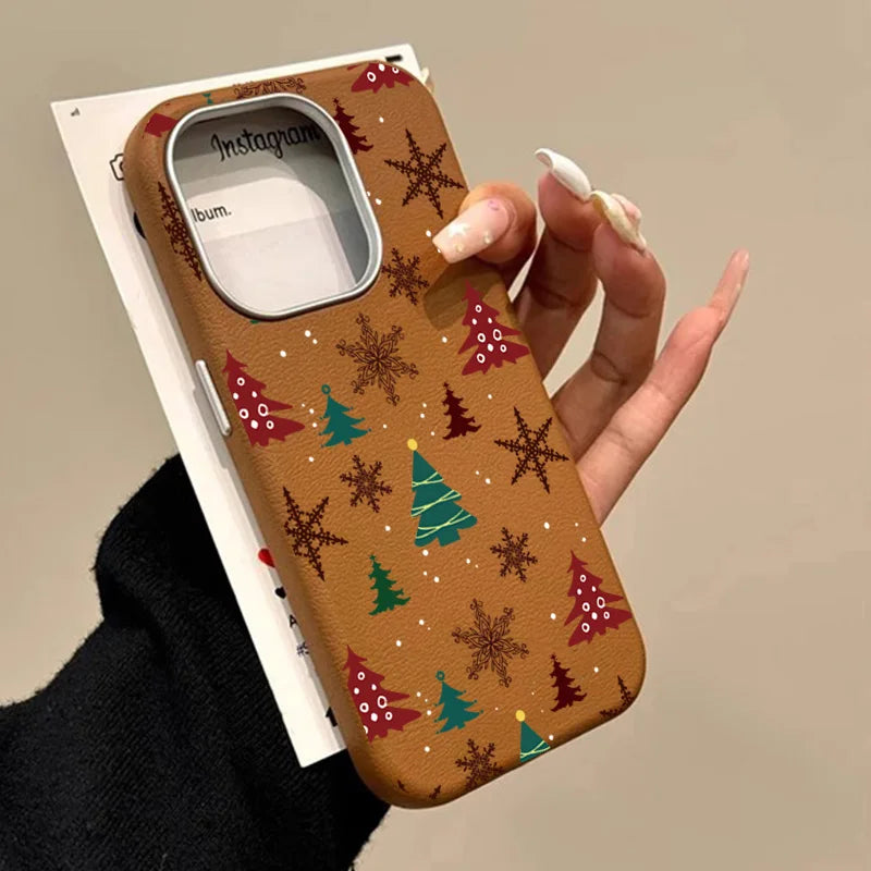 Christmas Tree Graphic Phone Case For iPhone 17 16 15 14 13 12 11 Pro Max X XR XS SE2 8 7 Plus Pro Air Matte Leather Back Cover